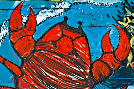 VARNA, BULGARIA - JUNE 5: Part of the eighty meters long graffiti painted on the breackwater wall at Port of Varna as part of the "Creatures from Black Sea" Sprite Graffiti Jam 2011 on June 5, 2011 in Varna, Bulgaria.のeditorial素材