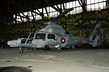 VARNA, BULGARIA - OCTOBER 9: Bulgarian Navy formally receive the first out of a total of three Panther helicopters agreed between Eurocopter and Bulgarian MoD on October 9, 2011 in Varna, Bulgaria.のeditorial素材