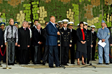VARNA, BULGARIA - OCTOBER 9: Bulgarian Navy formally receive the first out of a total of three Panther helicopters agreed between Eurocopter and Bulgarian MoD on October 9, 2011 in Varna, Bulgaria.のeditorial素材