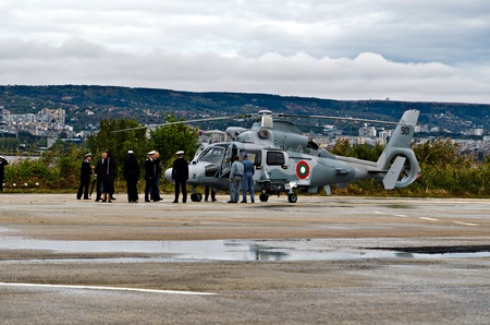 VARNA, BULGARIA - OCTOBER 9: Bulgarian Navy formally receive the first out of a total of three Panther helicopters agreed between Eurocopter and Bulgarian MoD on October 9, 2011 in Varna, Bulgaria. のeditorial素材