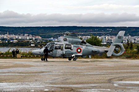 VARNA, BULGARIA - OCTOBER 9: Bulgarian Navy formally receive the first out of a total of three Panther helicopters agreed between Eurocopter and Bulgarian MoD on October 9, 2011 in Varna, Bulgaria. のeditorial素材