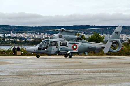 VARNA, BULGARIA - OCTOBER 9: Bulgarian Navy formally receive the first out of a total of three Panther helicopters agreed between Eurocopter and Bulgarian MoD on October 9, 2011 in Varna, Bulgaria. のeditorial素材