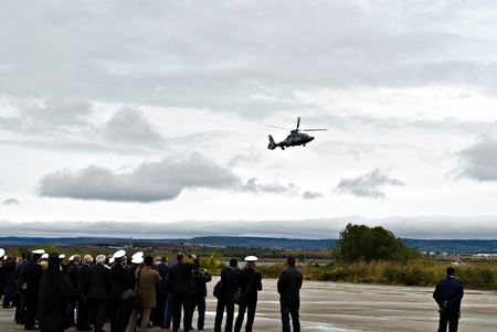 VARNA, BULGARIA - OCTOBER 9: Bulgarian Navy formally receive the first out of a total of three Panther helicopters agreed between Eurocopter and Bulgarian MoD on October 9, 2011 in Varna, Bulgaria. のeditorial素材