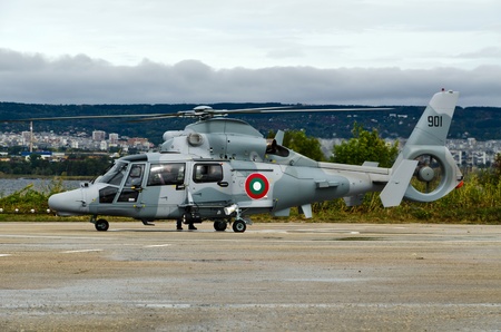 VARNA, BULGARIA - OCTOBER 9: Bulgarian Navy formally receive the first out of a total of three Panther helicopters agreed between Eurocopter and Bulgarian MoD on October 9, 2011 in Varna, Bulgaria. のeditorial素材