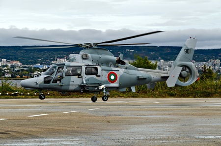 VARNA, BULGARIA - OCTOBER 9: Bulgarian Navy formally receive the first out of a total of three Panther helicopters agreed between Eurocopter and Bulgarian MoD on October 9, 2011 in Varna, Bulgaria. のeditorial素材