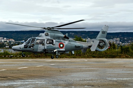 VARNA, BULGARIA - OCTOBER 9: Bulgarian Navy formally receive the first out of a total of three Panther helicopters agreed between Eurocopter and Bulgarian MoD on October 9, 2011 in Varna, Bulgaria. のeditorial素材