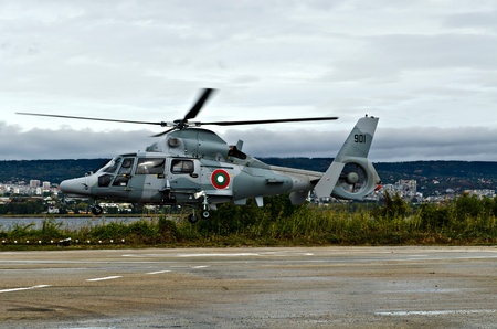 VARNA, BULGARIA - OCTOBER 9: Bulgarian Navy formally receive the first out of a total of three Panther helicopters agreed between Eurocopter and Bulgarian MoD on October 9, 2011 in Varna, Bulgaria. のeditorial素材