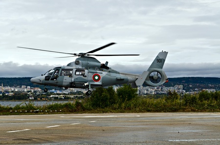 VARNA, BULGARIA - OCTOBER 9: Bulgarian Navy formally receive the first out of a total of three Panther helicopters agreed between Eurocopter and Bulgarian MoD on October 9, 2011 in Varna, Bulgaria. のeditorial素材
