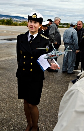 VARNA, BULGARIA - OCTOBER 9: Bulgarian Navy formally receive the first out of a total of three Panther helicopters agreed between Eurocopter and Bulgarian MoD on October 9, 2011 in Varna, Bulgaria. のeditorial素材