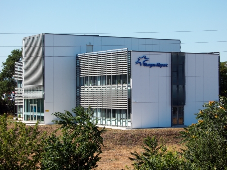 BURGAS, BULGARIA - JULY 21: Building bearing the logo of Sarafovo Airport  on July 21, 2012. Deadly attack against Israeli tourists occurred on the grounds of the Sarafovo Airport.のeditorial素材
