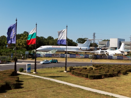 BURGAS, BULGARIA - JULY 21: General view of Sarafovo Airport main entrance and checkpoint on July 21, 2012. Deadly attack against Israeli tourists occurred on the grounds of the Sarafovo Airport. のeditorial素材