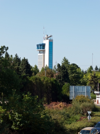 BURGAS, BULGARIA - JULY 21: The Sarafovo Airport tower seen from a distance on July 21, 2012. Deadly attack against Israeli tourists occurred on the grounds of the Sarafovo Airport.のeditorial素材