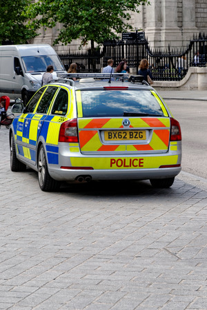 LONDON - JULY 1: London Metropolitan Police car on July 1, 2014 in London. The Met was formed in 1829 and as of 2011 employed 48,661 staff making it one of biggest employers in London.のeditorial素材
