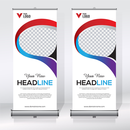 Roll Up Banner Design Template Abstract Background Pull Up