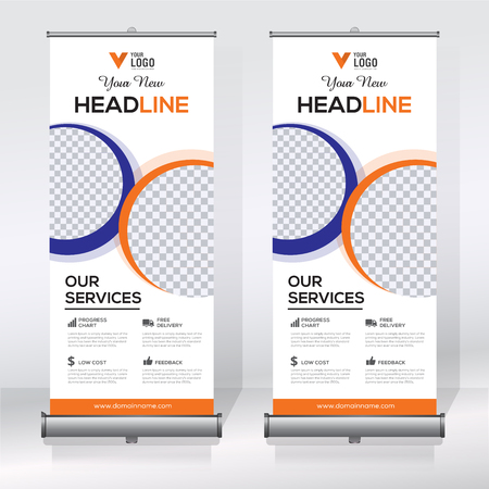 Roll Up Banner Design Template Abstract Background Pull Up