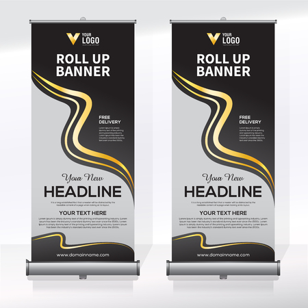 Roll up banner design template, abstract background, pull up design, modern x-banner, rectangle size.のイラスト素材