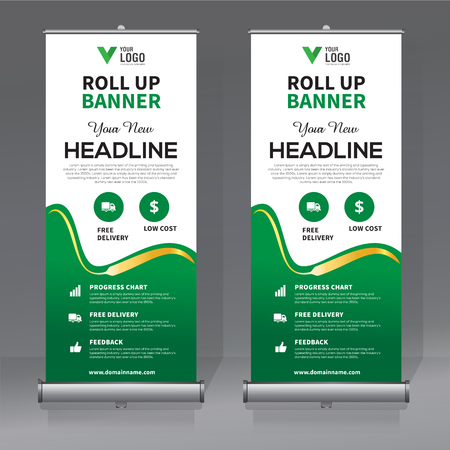Roll up banner design template, abstract background, pull up design, modern x-banner, rectangle size.のイラスト素材