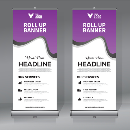 Roll up banner design template, abstract background, pull up design, modern x-banner, rectangle size.のイラスト素材