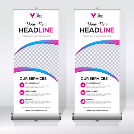 Roll Up Banner Design Template Abstract Background Pull Up