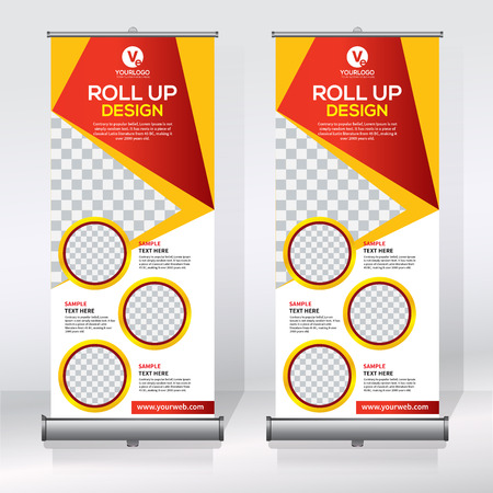 Roll up banner design template, vertical, abstract background, pull up design, modern x-banner, rectangle size.のイラスト素材