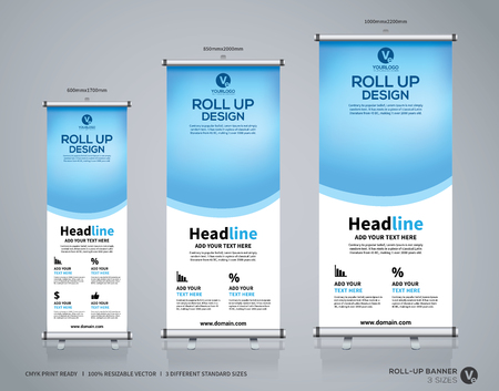 Roll up banner design template, vertical, abstract background, pull up design, modern x-banner, rectangle size.のイラスト素材