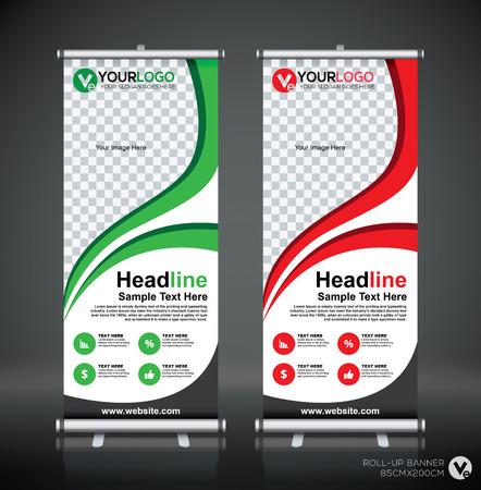 Roll up banner design template, vertical, abstract background, pull up design, modern banner, rectangle size.のイラスト素材