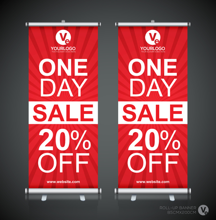 Roll up banner design template, vertical, abstract background, pull up design, modern x-banner, rectangle size.のイラスト素材