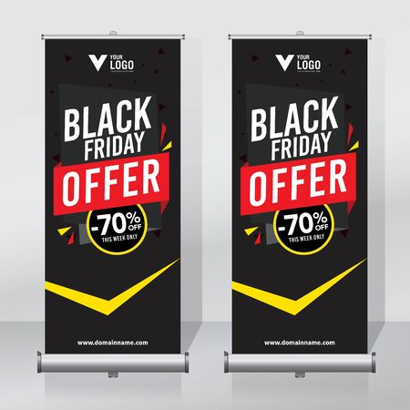 Roll up banner, pull up banner, x-banner, modern vertical new vector design templateのイラスト素材