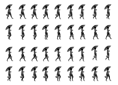 Shopping girl walk cycle animation sheetのイラスト素材
