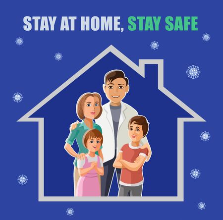 Stay at home, stay safe vector illustrations, Precaution of new Coronavirusのイラスト素材