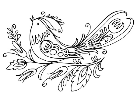 hand drawn, vector, illustration in Ukrainian folk styleのイラスト素材