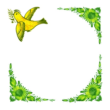 illustration of frame in Ukrainian folk styleのイラスト素材