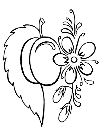 hand drawn, vector, black illustration in Ukrainian folk styleのイラスト素材