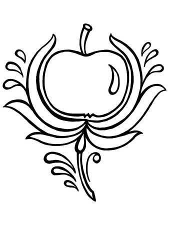 hand drawn, vector, black illustration in Ukrainian folk styleのイラスト素材