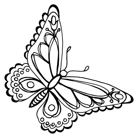hand drawn, vector, black illustration in Ukrainian folk styleのイラスト素材