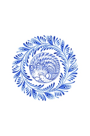 floral circle, hand drawn, vector, illustration in Ukrainian folk styleのイラスト素材