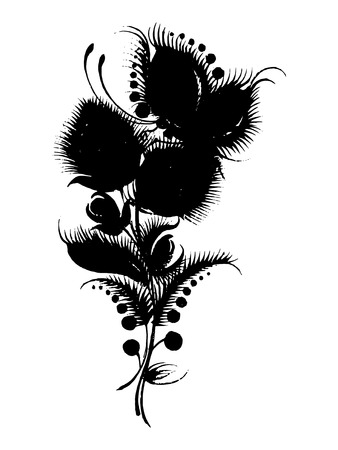 hand drawn, ornamental, black silhouette in grunge styleのイラスト素材