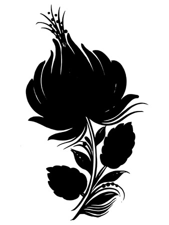 hand drawn, ornamental, black silhouette in grunge styleのイラスト素材