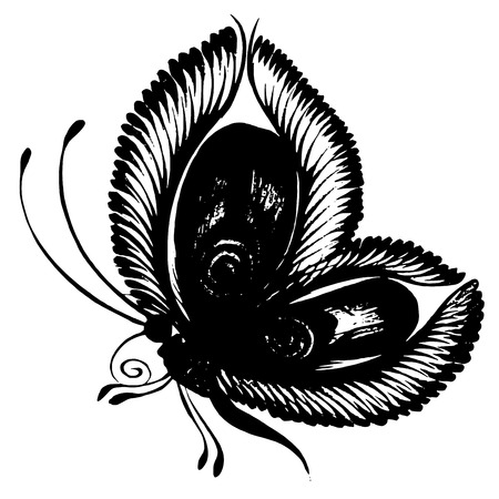 hand drawn, ornamental, black silhouette in grunge styleのイラスト素材