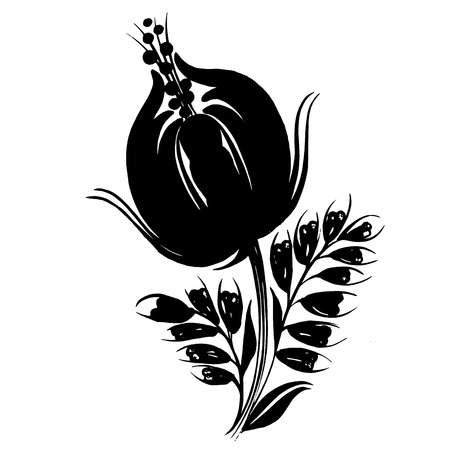 hand drawn, ornamental, black silhouette in grunge styleのイラスト素材