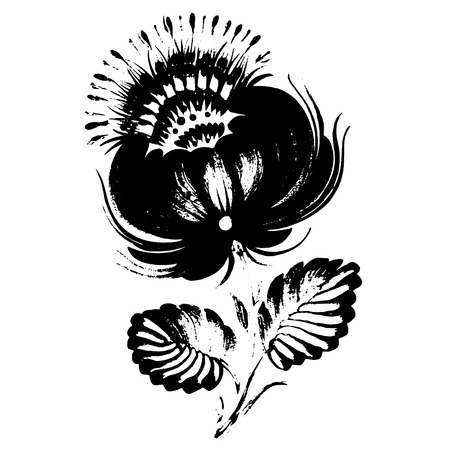 hand drawn, ornamental, black silhouette in grunge styleのイラスト素材