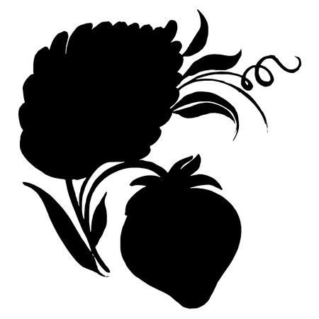 hand drawn, ornamental, black silhouette in grunge styleのイラスト素材