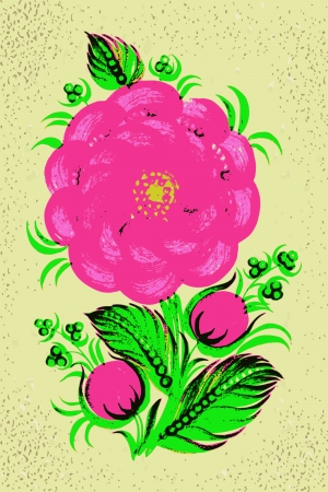 ornament, folk art composition on vintage backgroundのイラスト素材