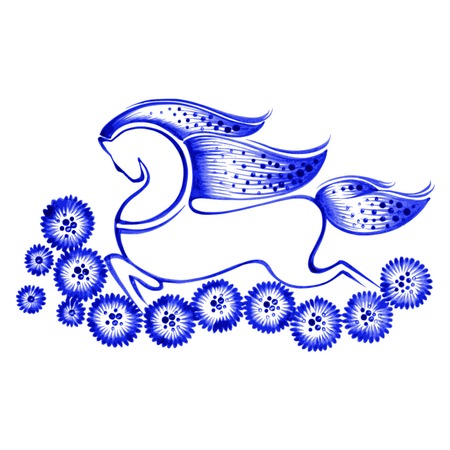 hand drawn illustration in Ukrainian folk styleのイラスト素材