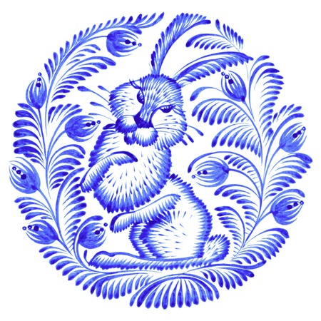hand drawn illustration in Ukrainian folk styleのイラスト素材