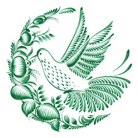 hand drawn illustration in Ukrainian folk styleのイラスト素材
