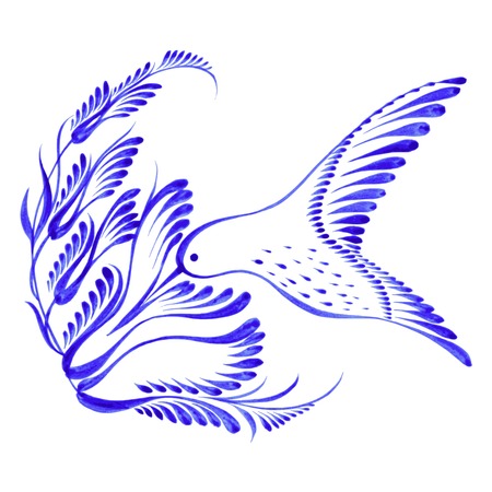 hand drawn illustration in Ukrainian folk styleのイラスト素材