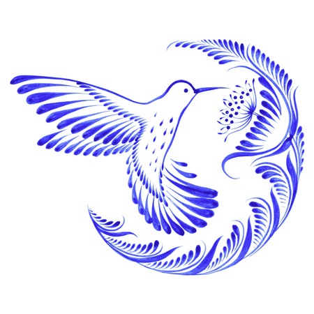 hand drawn illustration in Ukrainian folk styleのイラスト素材