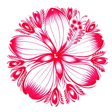 hand drawn illustration in Ukrainian folk styleのイラスト素材