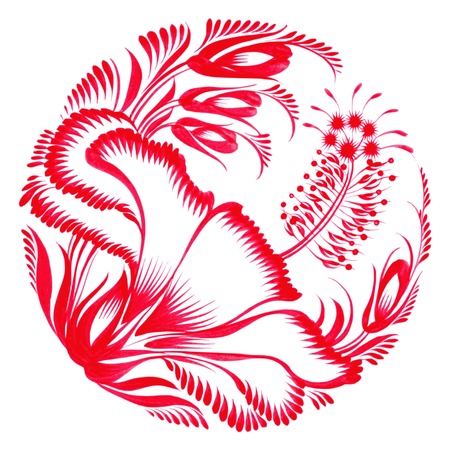 hand drawn illustration in Ukrainian folk styleのイラスト素材